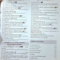 Menu back at Asaya Thai Restaurant in Keswick