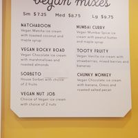 Vegan Mixes Menu at Milk and Honey in Traverse City