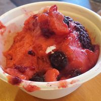 Sorbetto - Sorbet is delicious, but added berries too frozen. at Milk and Honey in Traverse City