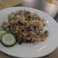 Fried mushroom + 'pork' rice at Chay Đại Bình in Da Nang