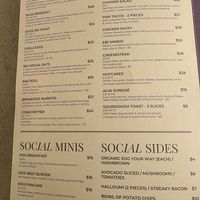 Menu at The Civic Social in Noosa Heads