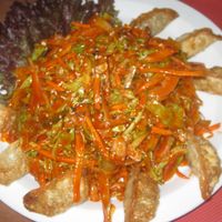 Bibim mandu (vegan) at Mamy in Prague