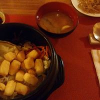 Fried tofu with vegetables and rice at Mamy in Prague