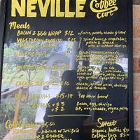 Menu board  at Neville Coffee Cart in Narara