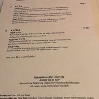 Part of the vegetarian/vegan menu  at Mount Lavinia in Nuremberg