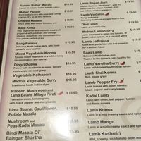 Regular Menu Vegetarian options at Southern Spice in Seven Mile Beach