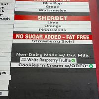 Vegan Flavor Menu at Bruster's Real Ice Cream - Sandy Springs in Sandy Springs