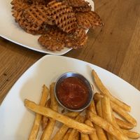 Sweet potato & regular fries  at Harvest Moon Store and Cafe in Floyd