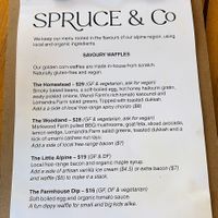 Savoury waffles   at Spruce & Co Cafe in Bright