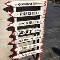 Beach signage  at La Heladeria Mexicana in Barcelona