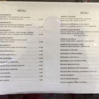 Menu  at La Heladeria Mexicana in Barcelona