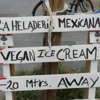 Panel seen from the beach at La Heladeria Mexicana in Barcelona