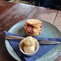 Scone with vegan butter at Parlormade Scone House in York