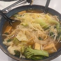 Vegetable tofu pho with veggie broth after I added condiments   at Pho Station  in Rocklin