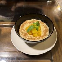 Mango rice puddding  at Sumac Vegano in Cusco