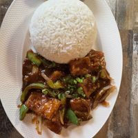 Chili Tofu, Steamed Rice and Spring Roll - All Vegan - Lunch Special   at Nepali Momo House and Hakka Cuisine McLaughlin Road in Brampton