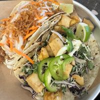 Vegan Krispy chikun taco & krispy tofu taco - were very tasty! Would eat them again!   at Tacofino Kitsilano in Vancouver