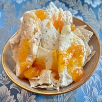 Poppadoms with mango chutney  at Anise in Dubai