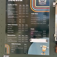 Menu   at Critter Coffee Co in Pensacola