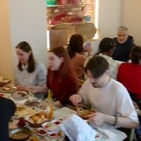 Happy people at Cihangir Sanat Cafe in Istanbul
