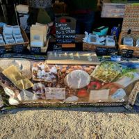 Our stall with free samples every market at Earthy Vegan Cheese in Edinburgh