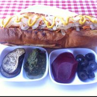 Karma hot dog (soy) at Ernie's Burgers in Sihanoukville