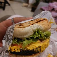 Hambuerguer vegano de soja at CariBurger in Sao Joao Del Rei