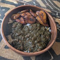 Vegan Congolese mbote (spinach and bean stew) at Nganda African Street Food in Toronto