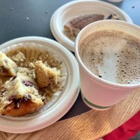 Vegan Hot Cocoa and Raspberry-Chocolate Chip Muffin   at Watson Cafe in Alta