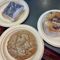 Chocolate-Peanut Butter Bar, Raspberry-Chocolate Chip Muffin and a cookie.   at Watson Cafe in Alta
