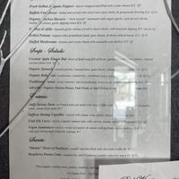 Menu with a few vegan and vegetarian options  at Watson Cafe in Alta