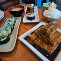 Tasty teriyaki tofu tower at Tomo in Arcata