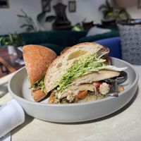 Lion’s Mane on Ciabatta   at Circle & Square Bistro, Corralitos, CA in Watsonville