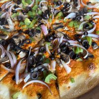 Super Yum Vegan Pizza!  at Mezza Luna Pizzeria in Eugene