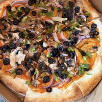Always yummy Vegan Pizza!!!!!!  at Mezza Luna Pizzeria in Eugene