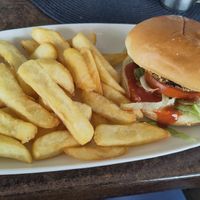 Vegan burger at Foxton Locks Inn  in Market Harborough