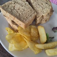 Sausage sandwich with onion relish, it was enormous at Foxton Locks Inn  in Market Harborough