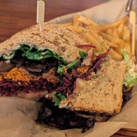 Vegan Angel with marinated mushrooms at Louie's in Ashland