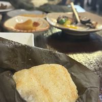 Rice in Lotus Leaf, in the back sweet and spicy shiitake mushroom  at Maji - 마지 in Seoul