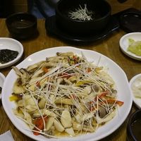 A big plate of glass noodles stir-fried with mushroom! at Babione - 바비오네 in Seoul
