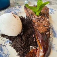 Salted caramel chocolate tart at Bill's Stratford Restaurant in London