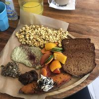 scrambled tofu breakfast   at Cafe Xoho in Tel Aviv