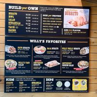 Menu at Willy's Mexicana Grill in Atlanta