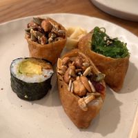 Avocado roll, nut baskets and seaweed basket   at Maru Kitchen in Christchurch
