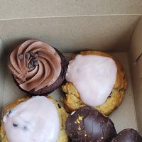 Chocolate cupcake, blueberry cream cheese scores, cream eggs at Bunner's Bake Shop - Kensington in Toronto