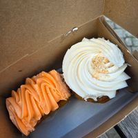 Pumpkin spice cinnamon bun (baby) and carrot cupcake at Bunner's Bake Shop - Kensington in Toronto