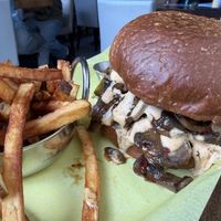 BBQ pull pork with fries  at Fungi Foods in Oakland