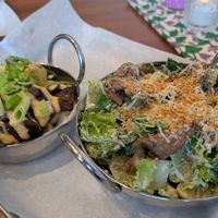 BBQ Cajun Mac and Caesar salad at Fungi Foods in Oakland
