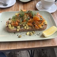 Vegan salmon toast  at Niezłe Ziółko in Warsaw