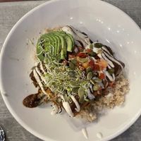 Vegan enchiladas (was a bit spicy)  at Trilogy Sanctuary in La Jolla